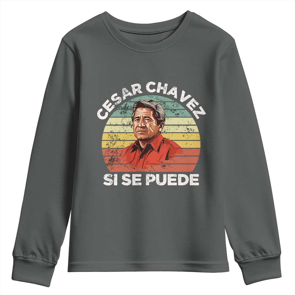 Cesar Chavez Youth Sweatshirt Si Se Puede Mexican Hispanic Heritage Month Vintage