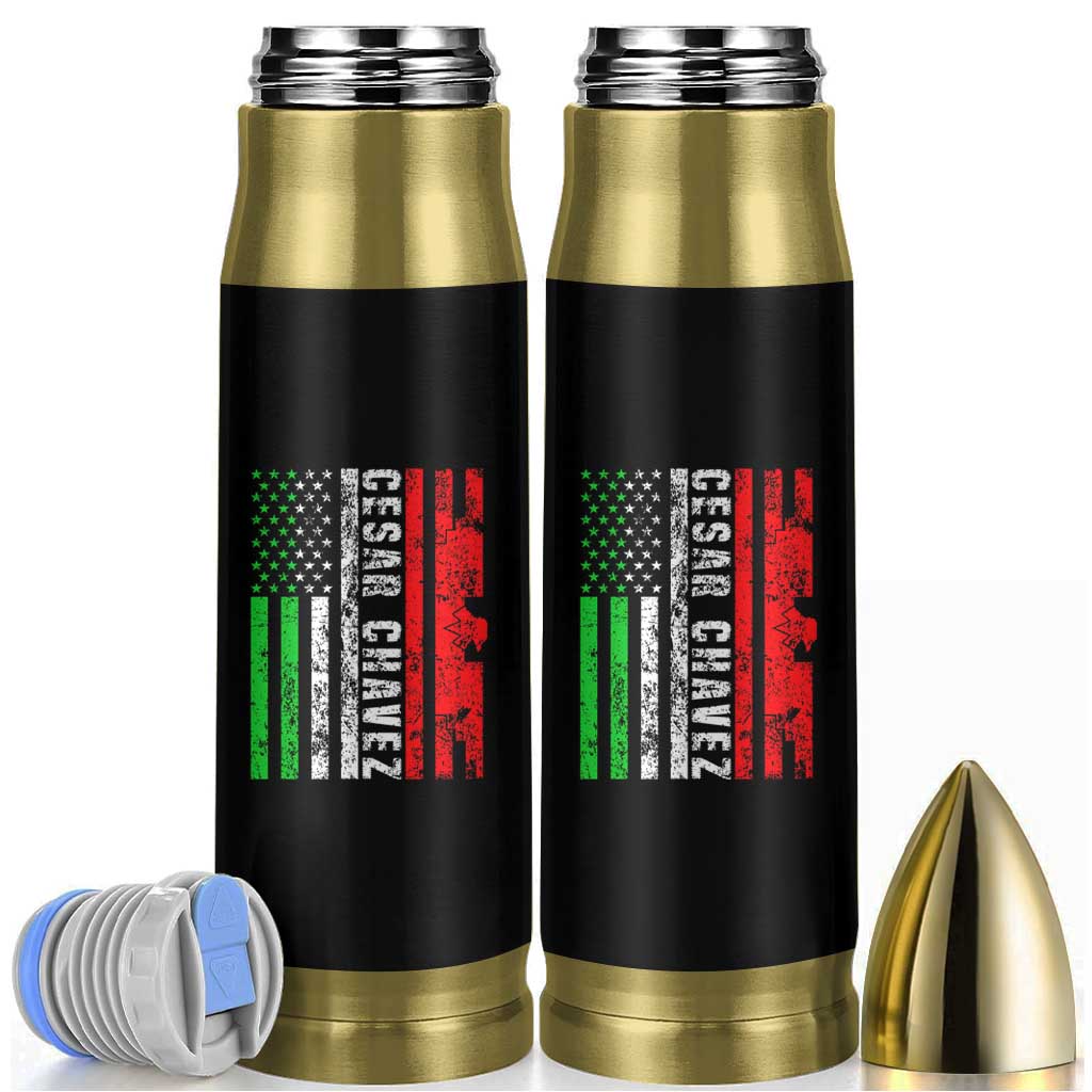 Cesar Chavez Bullet Tumbler American Mexican Flag Patriotic Mexico Distressed