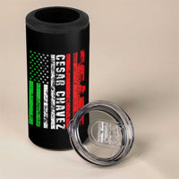 Cesar Chavez 4 in 1 Can Cooler Tumbler American Mexican Flag Patriotic Mexico Distressed