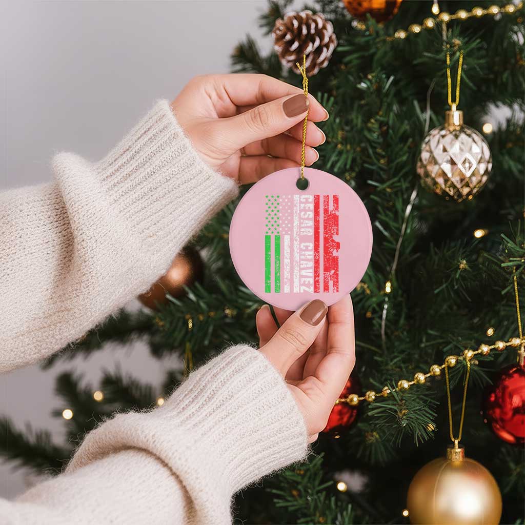 Cesar Chavez Ceramic Ornament American Mexican Flag Patriotic Mexico Distressed - Wonder Print Shop