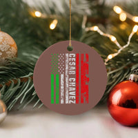 Cesar Chavez Ceramic Ornament American Mexican Flag Patriotic Mexico Distressed - Wonder Print Shop