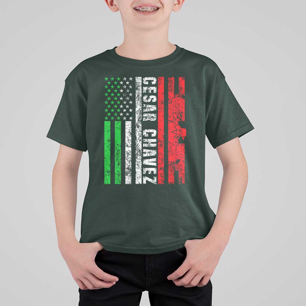 Cesar Chavez T Shirt For Kid American Mexican Flag Patriotic Mexico Distressed