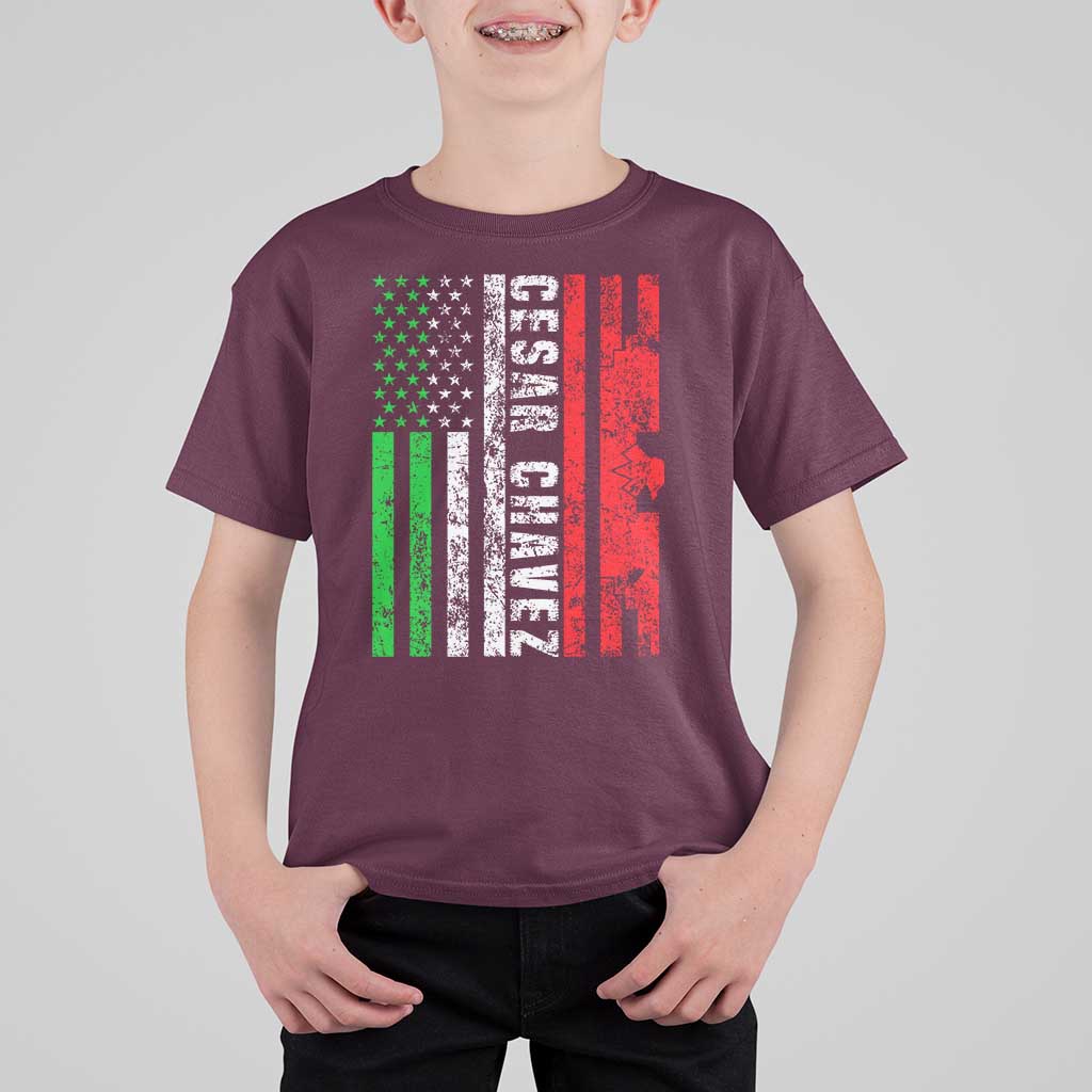 Cesar Chavez T Shirt For Kid American Mexican Flag Patriotic Mexico Distressed