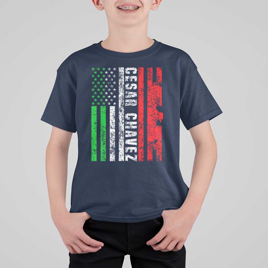 Cesar Chavez T Shirt For Kid American Mexican Flag Patriotic Mexico Distressed