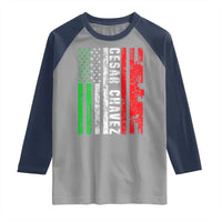 Cesar Chavez Raglan Shirt American Mexican Flag Patriotic Mexico Distressed