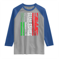 Cesar Chavez Raglan Shirt American Mexican Flag Patriotic Mexico Distressed