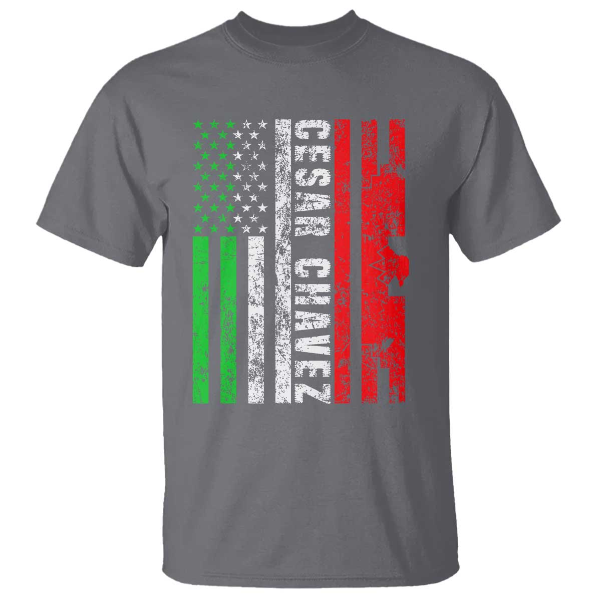 Cesar Chavez T Shirt American Mexican Flag Patriotic Mexico Distressed