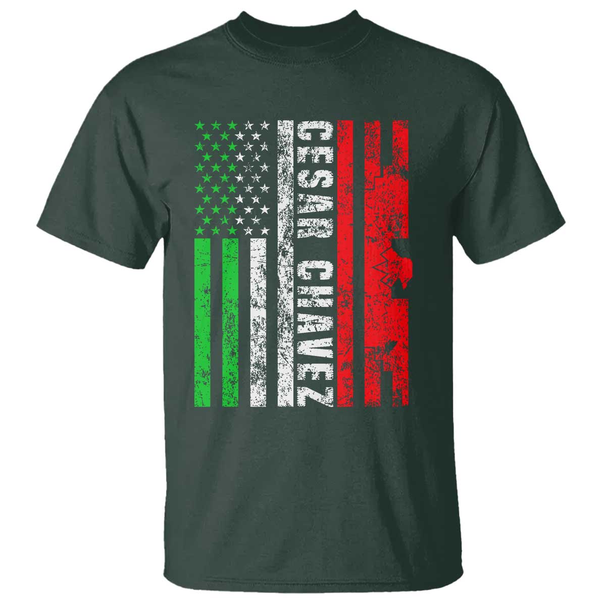 Cesar Chavez T Shirt American Mexican Flag Patriotic Mexico Distressed