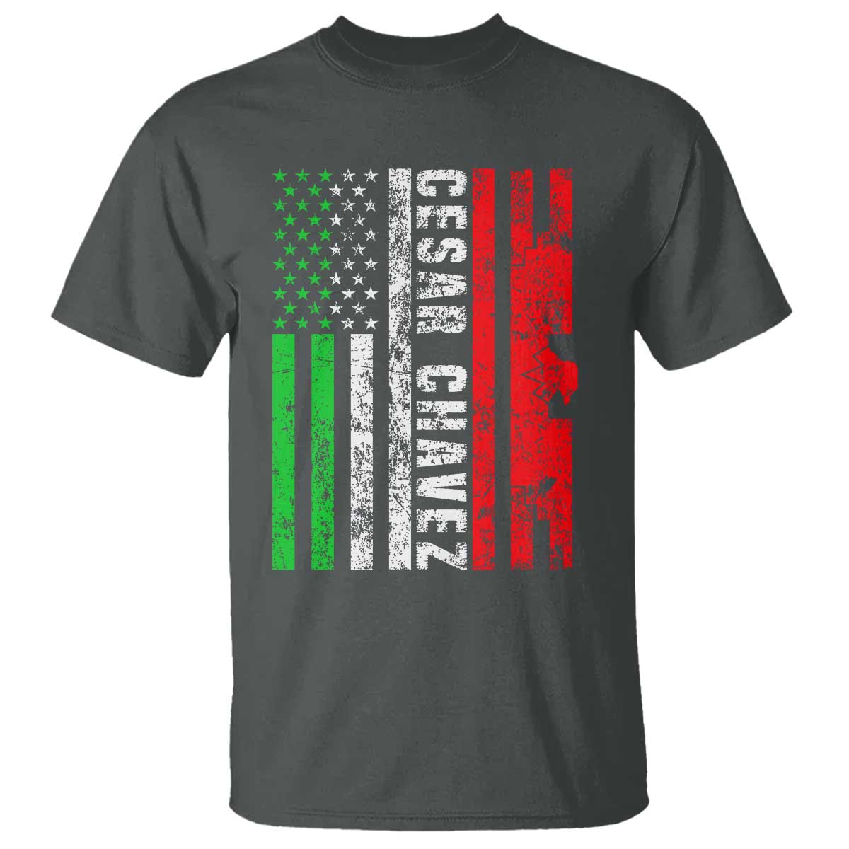 Cesar Chavez T Shirt American Mexican Flag Patriotic Mexico Distressed