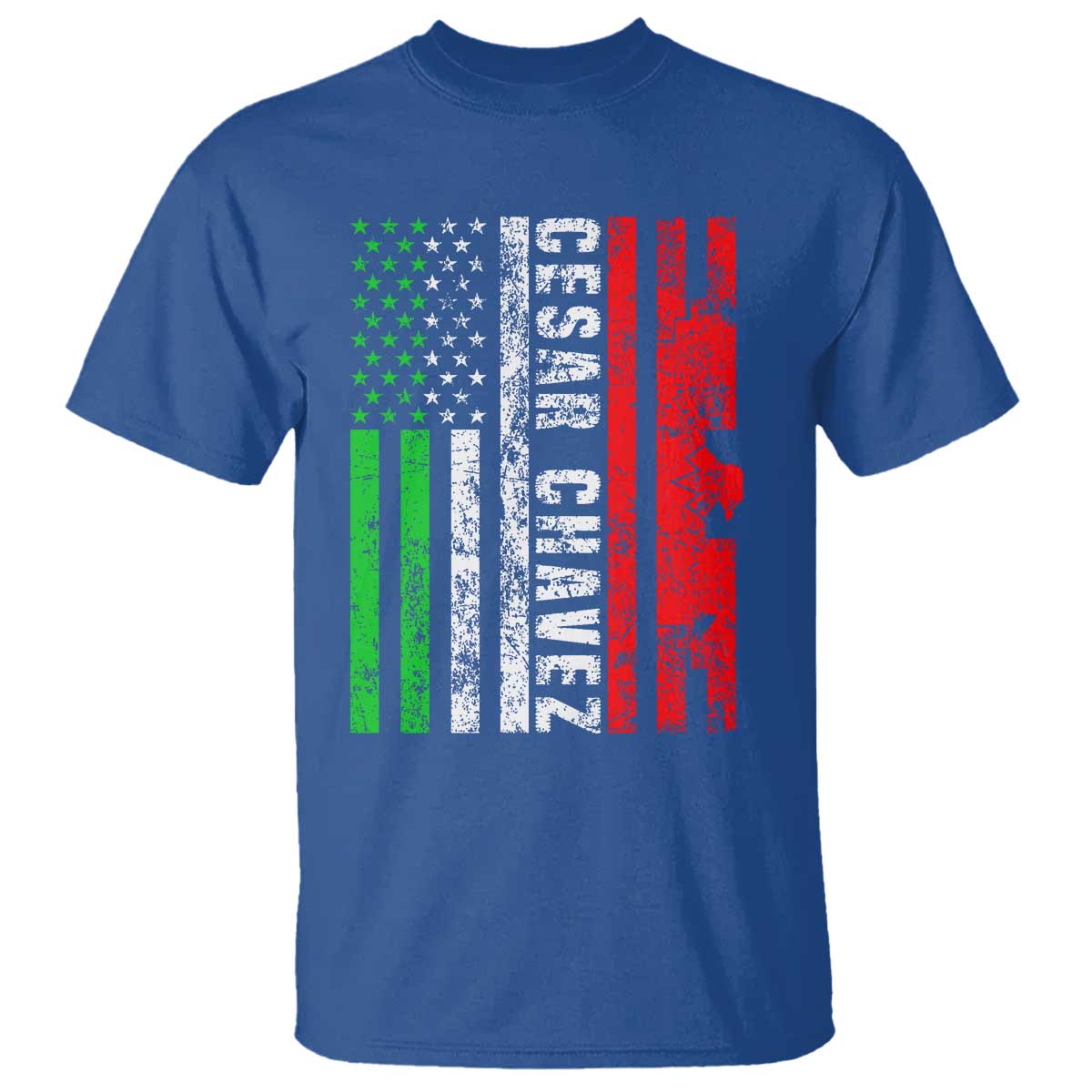 Cesar Chavez T Shirt American Mexican Flag Patriotic Mexico Distressed