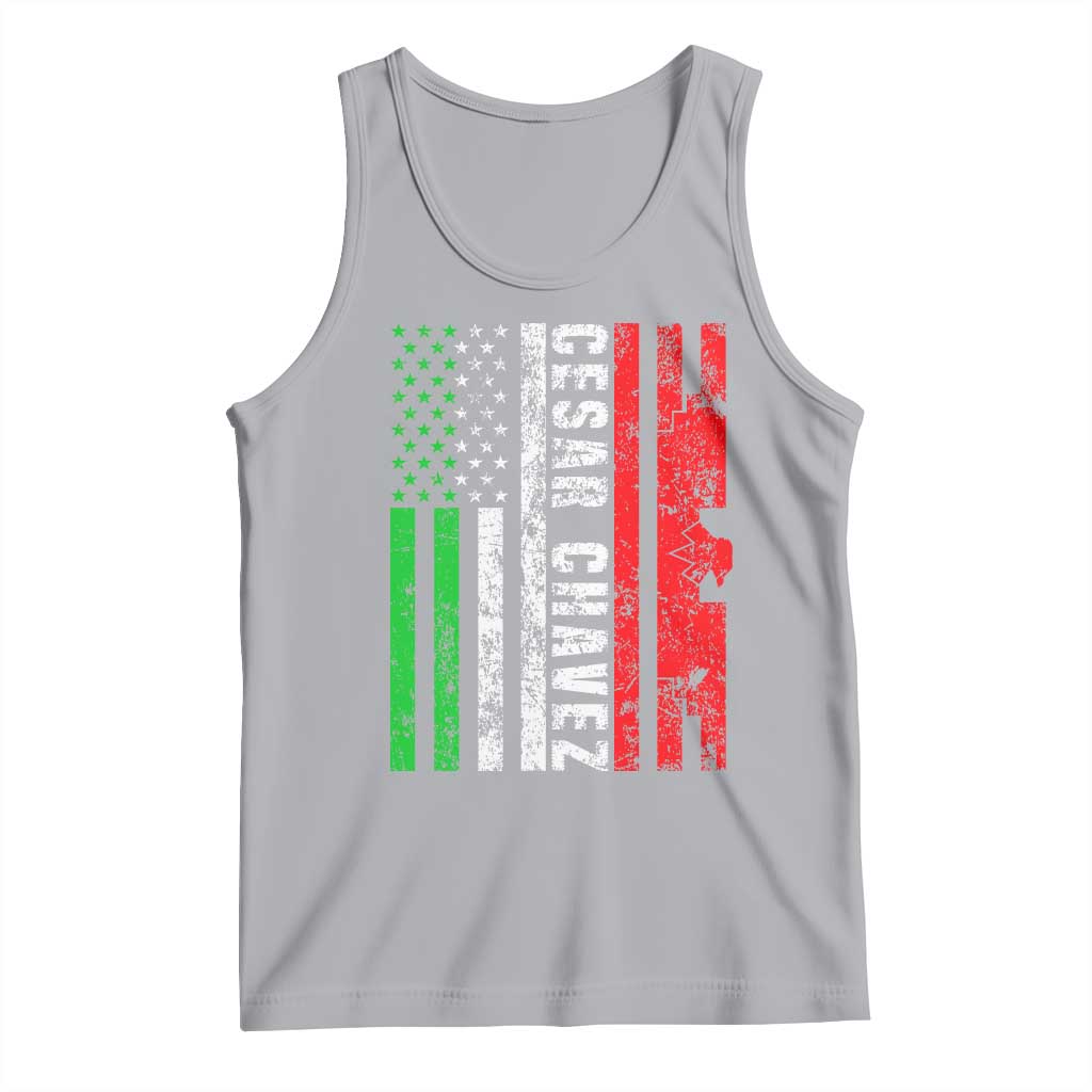 Cesar Chavez Tank Top American Mexican Flag Patriotic Mexico Distressed