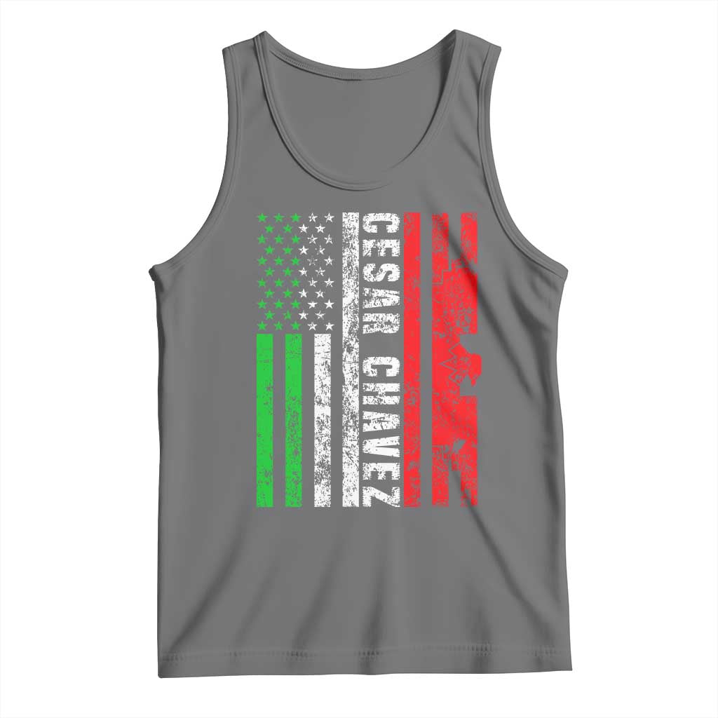 Cesar Chavez Tank Top American Mexican Flag Patriotic Mexico Distressed