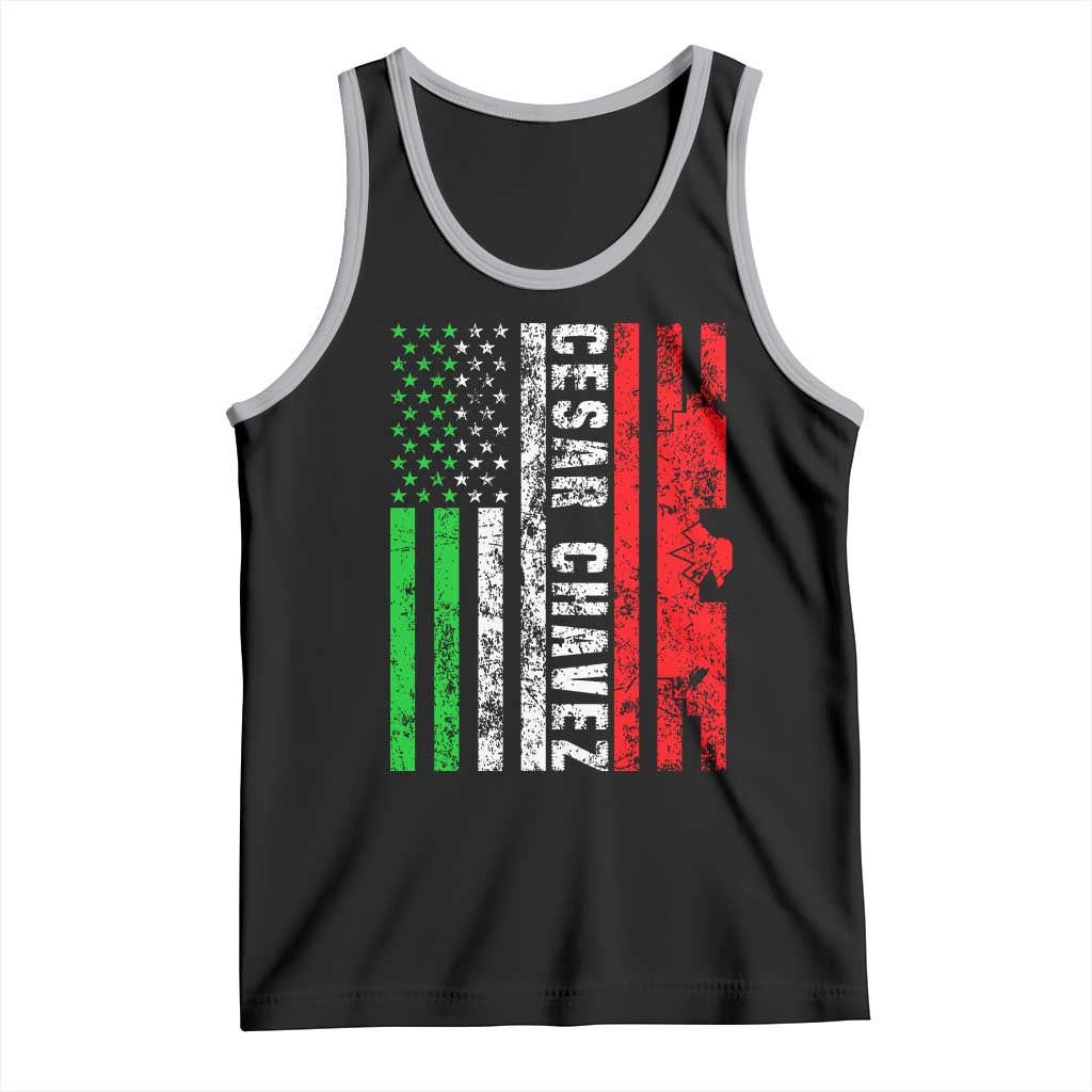 Cesar Chavez Tank Top American Mexican Flag Patriotic Mexico Distressed