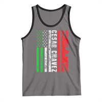 Cesar Chavez Tank Top American Mexican Flag Patriotic Mexico Distressed