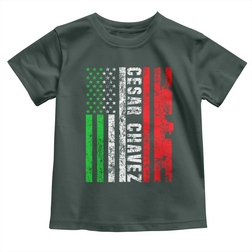 Cesar Chavez Toddler T Shirt American Mexican Flag Patriotic Mexico Distressed