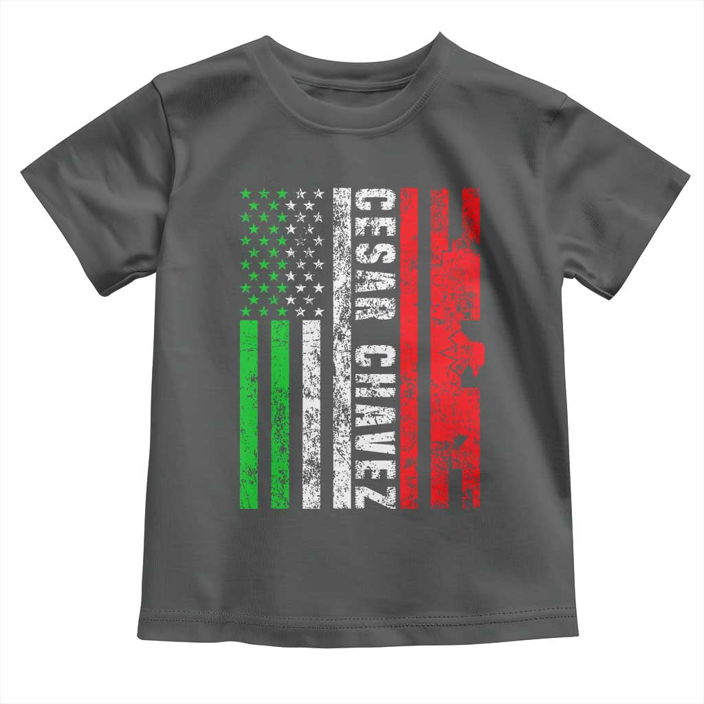 Cesar Chavez Toddler T Shirt American Mexican Flag Patriotic Mexico Distressed