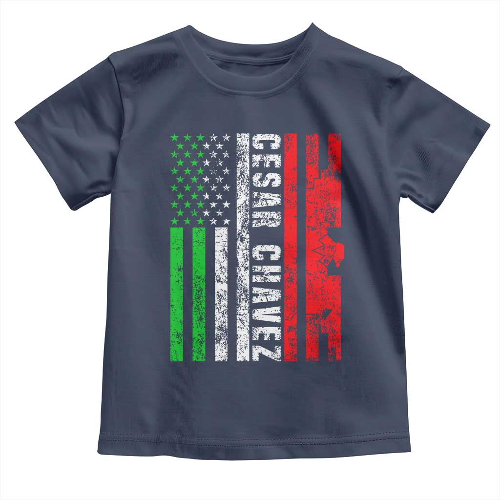 Cesar Chavez Toddler T Shirt American Mexican Flag Patriotic Mexico Distressed