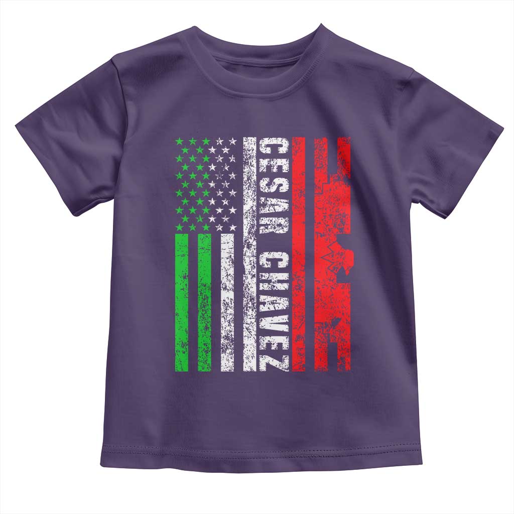 Cesar Chavez Toddler T Shirt American Mexican Flag Patriotic Mexico Distressed
