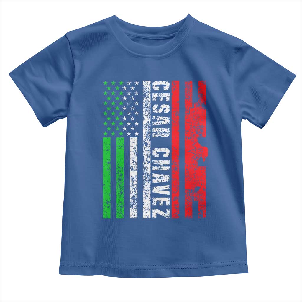 Cesar Chavez Toddler T Shirt American Mexican Flag Patriotic Mexico Distressed