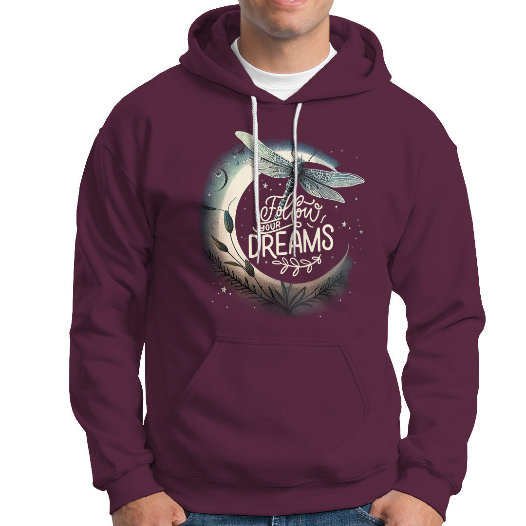 Dragonfly Hoodie Follow Your Dream Moon Child Dragonfly Dreamer Inspirational Shirt for Women, Dragonfly T-shirt, Dragonfly Gift, Insect Lover Shirt, Spiritual Shirt - Wonder Print Shop