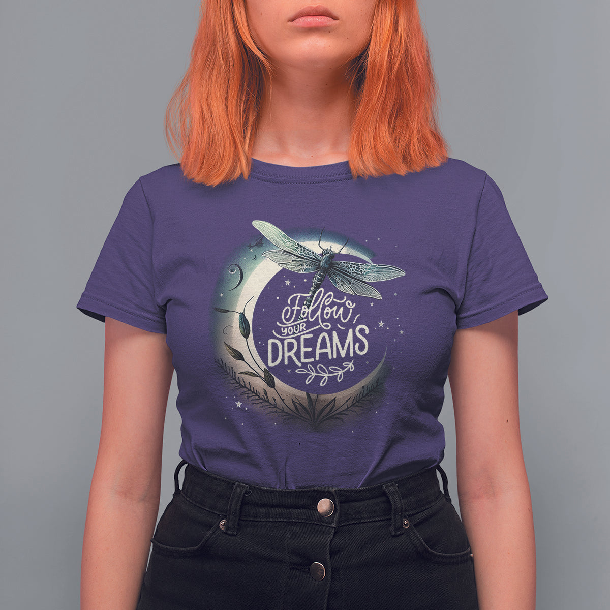 Dragonfly T Shirt For Women Follow Your Dream Moon Child Dragonfly Dreamer Inspirational Shirt for Women, Dragonfly T-shirt, Dragonfly Gift, Insect Lover Shirt, Spiritual Shirt - Wonder Print Shop