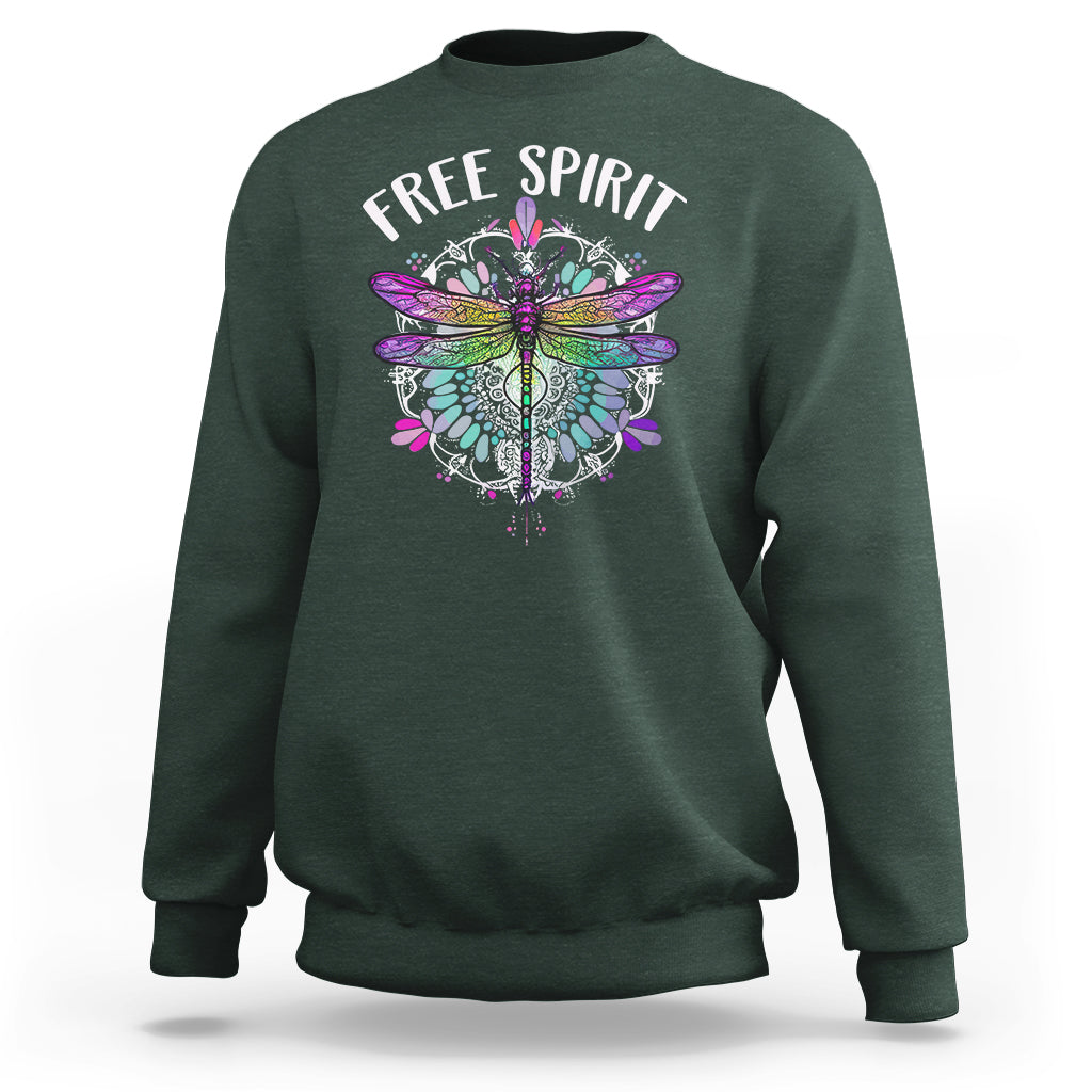 Dragonfly Sweatshirt Free Spirit Hippie Mandala Wild Heart Dragonfly Inspirational Shirt for Women, Dragonfly T-shirt, Dragonfly Gift, Insect Lover Shirt, Spiritual Shirt - Wonder Print Shop