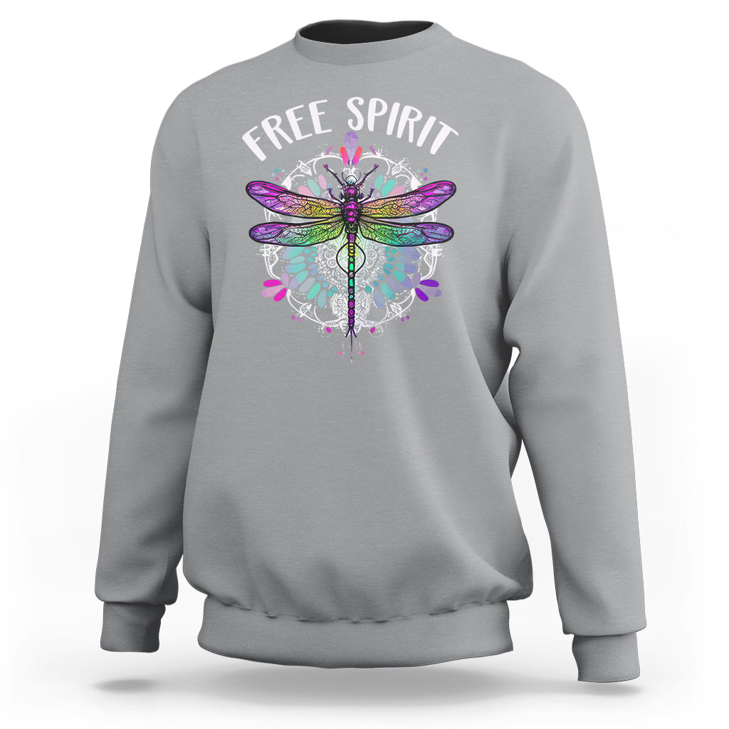 Dragonfly Sweatshirt Free Spirit Hippie Mandala Wild Heart Dragonfly Inspirational Shirt for Women, Dragonfly T-shirt, Dragonfly Gift, Insect Lover Shirt, Spiritual Shirt - Wonder Print Shop