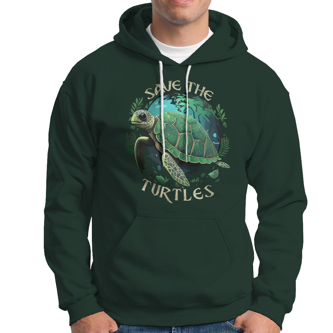 Earth Day Hoodie Save The Turtles Ocean Day Crisis Environmental Activism - Wonder Print Shop