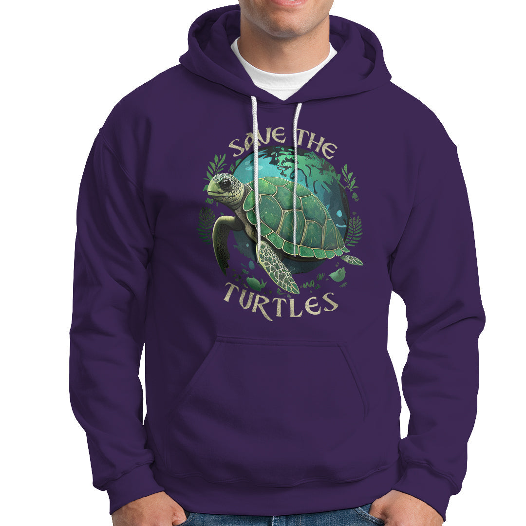Earth Day Hoodie Save The Turtles Ocean Day Crisis Environmental Activism - Wonder Print Shop