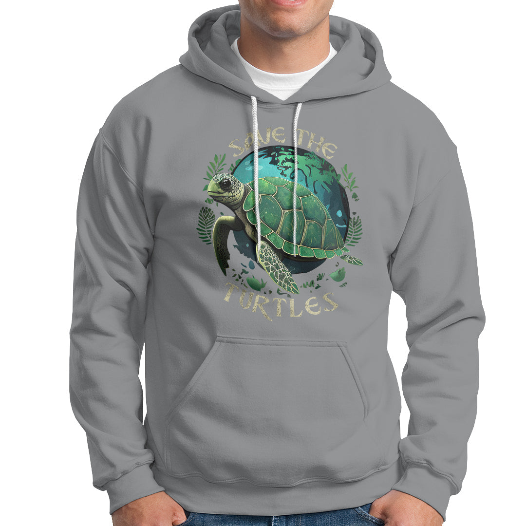 Earth Day Hoodie Save The Turtles Ocean Day Crisis Environmental Activism - Wonder Print Shop