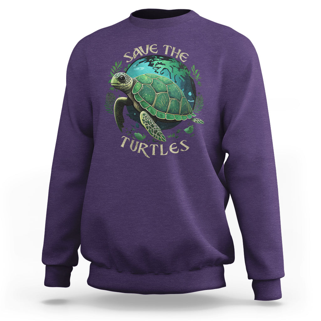 Earth Day Sweatshirt Save The Turtles Ocean Day Crisis Environmental Activism - Wonder Print Shop