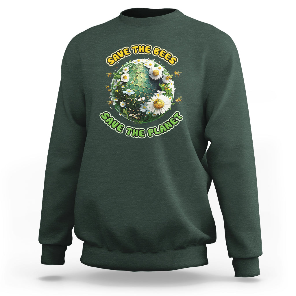 Earth Day Sweatshirt Save The Bees Save The Planet Raise Environmental Awareness Go Green Go Planet - Wonder Print Shop