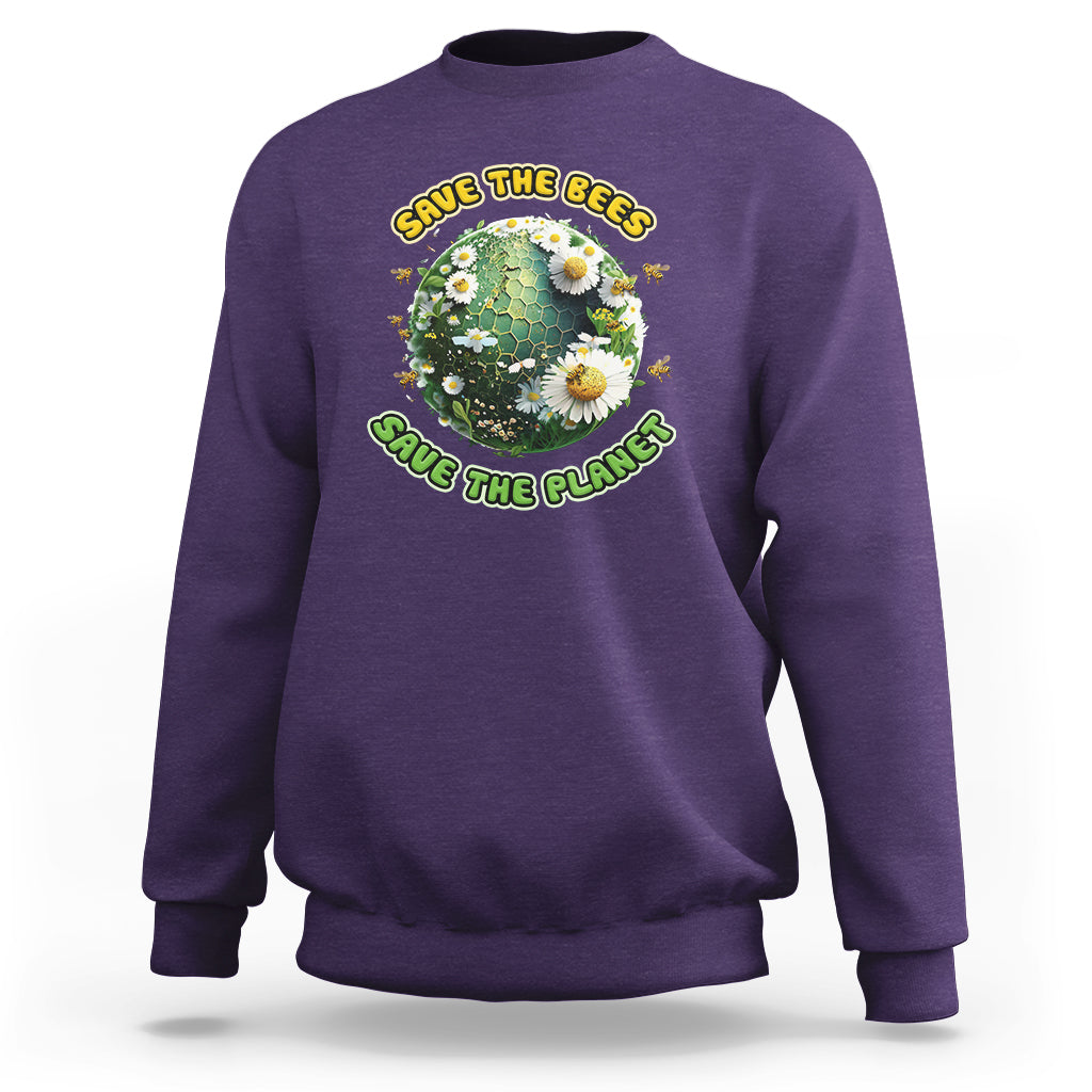Earth Day Sweatshirt Save The Bees Save The Planet Raise Environmental Awareness Go Green Go Planet - Wonder Print Shop