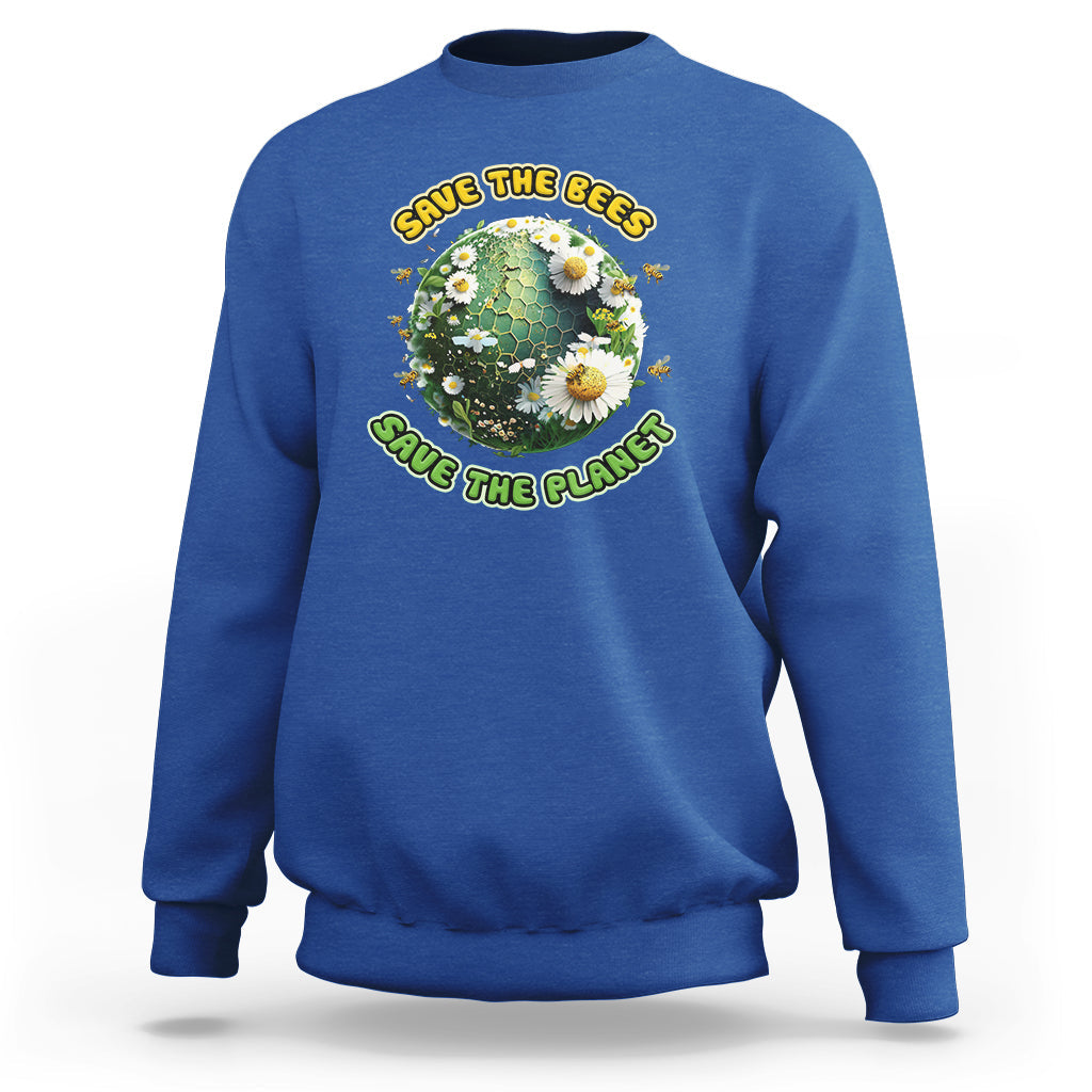 Earth Day Sweatshirt Save The Bees Save The Planet Raise Environmental Awareness Go Green Go Planet - Wonder Print Shop