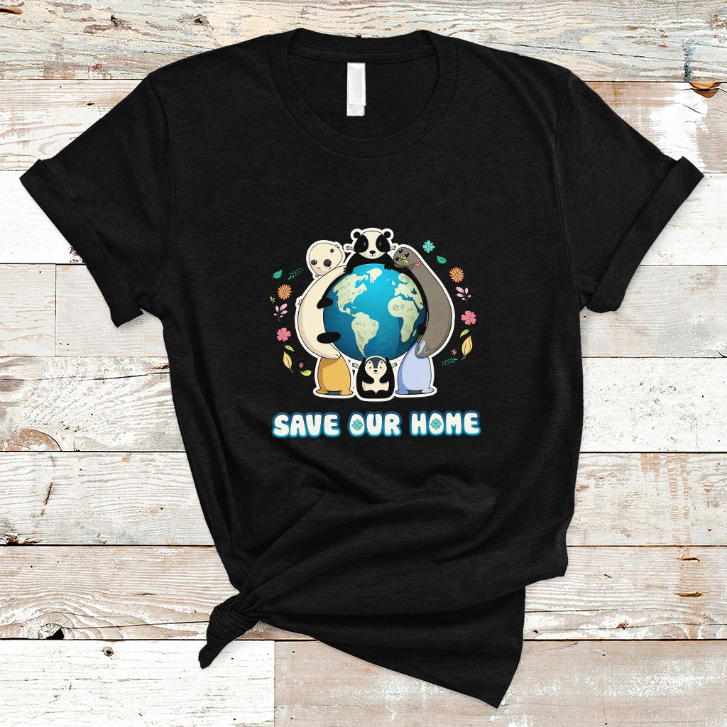 Earth Day T Shirt Wildlife Save Our Home Animals Raise Environmental Awareness - Wonder Print Shop