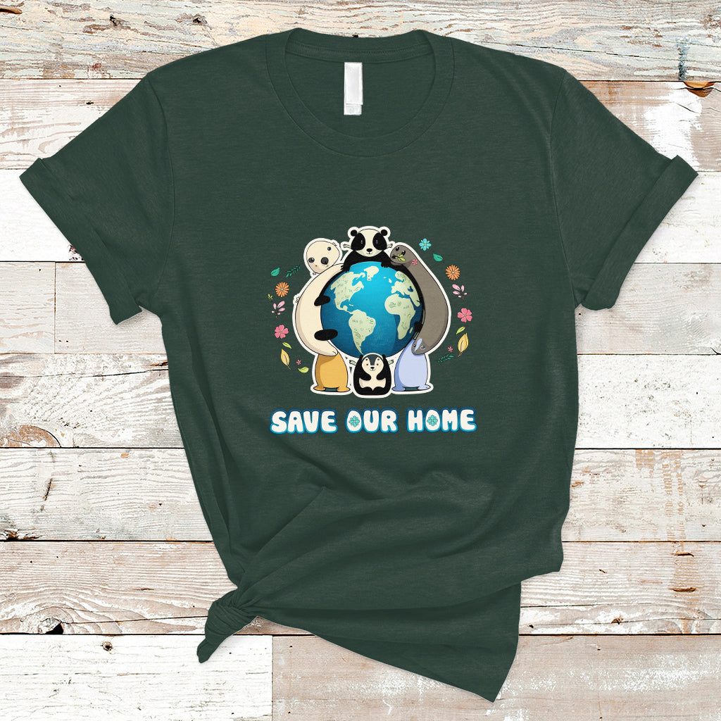 Earth Day T Shirt Wildlife Save Our Home Animals Raise Environmental Awareness - Wonder Print Shop