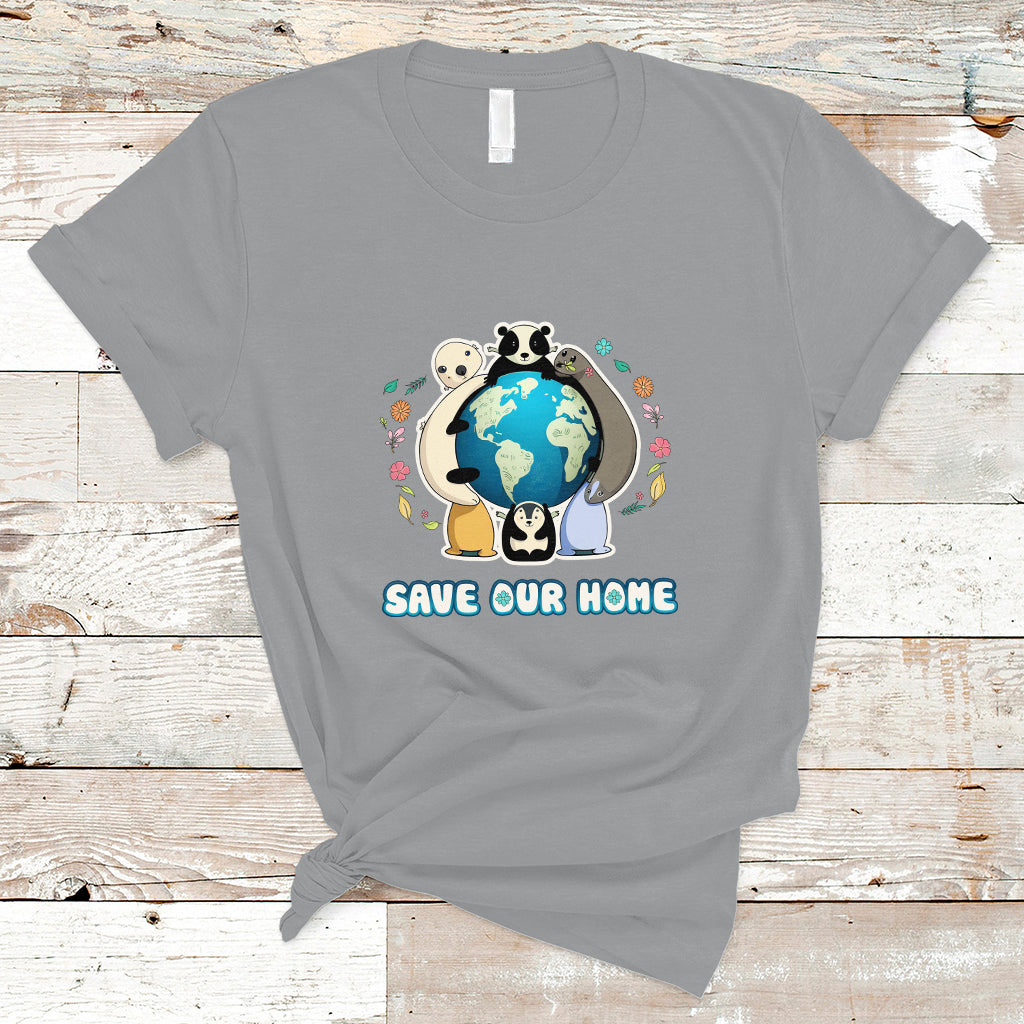 Earth Day T Shirt Wildlife Save Our Home Animals Raise Environmental Awareness - Wonder Print Shop