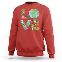 Earth Day Sweatshirt Peace Love Earth Love Your Mother Go Planet Ocean Wildlife Protection - Wonder Print Shop