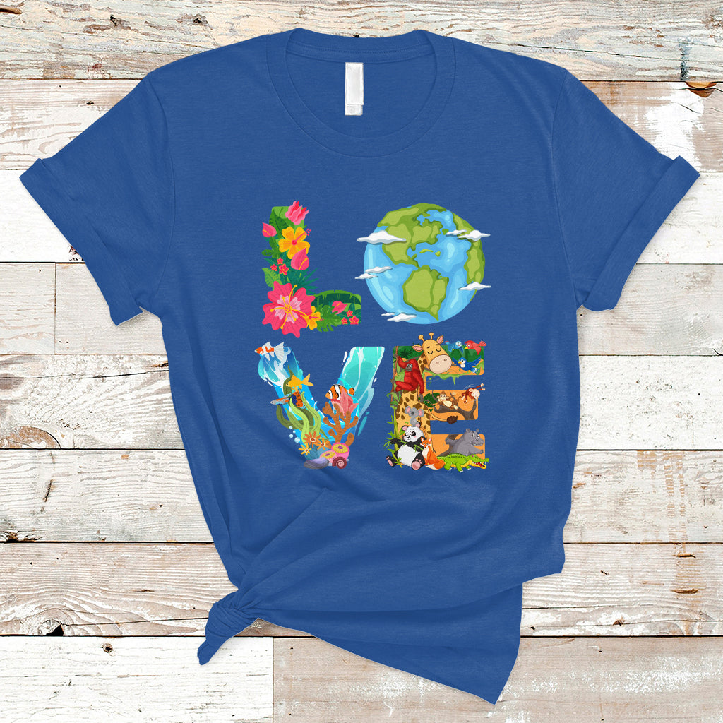 Earth Day T Shirt Peace Love Earth Love Your Mother Go Planet Ocean Wildlife Protection - Wonder Print Shop