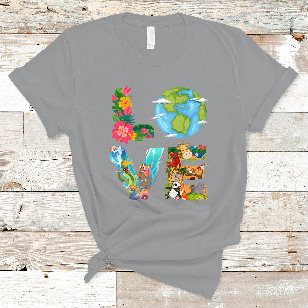 Earth Day T Shirt Peace Love Earth Love Your Mother Go Planet Ocean Wildlife Protection - Wonder Print Shop