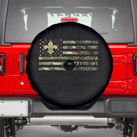 Scout Law Values Spare Tire Cover American Camo Flag Retro Vintage