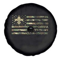 Scout Law Values Spare Tire Cover American Camo Flag Retro Vintage