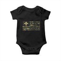 Scout Law Values Baby Onesie American Camo Flag Retro Vintage
