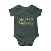Scout Law Values Baby Onesie American Camo Flag Retro Vintage