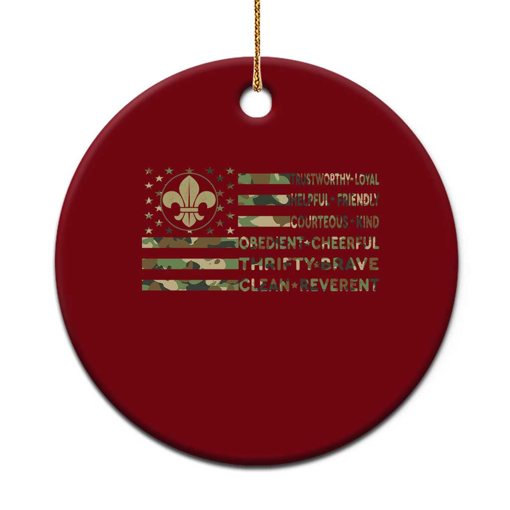 Scout Law Values Ceramic Ornament American Camo Flag Retro Vintage - Wonder Print Shop