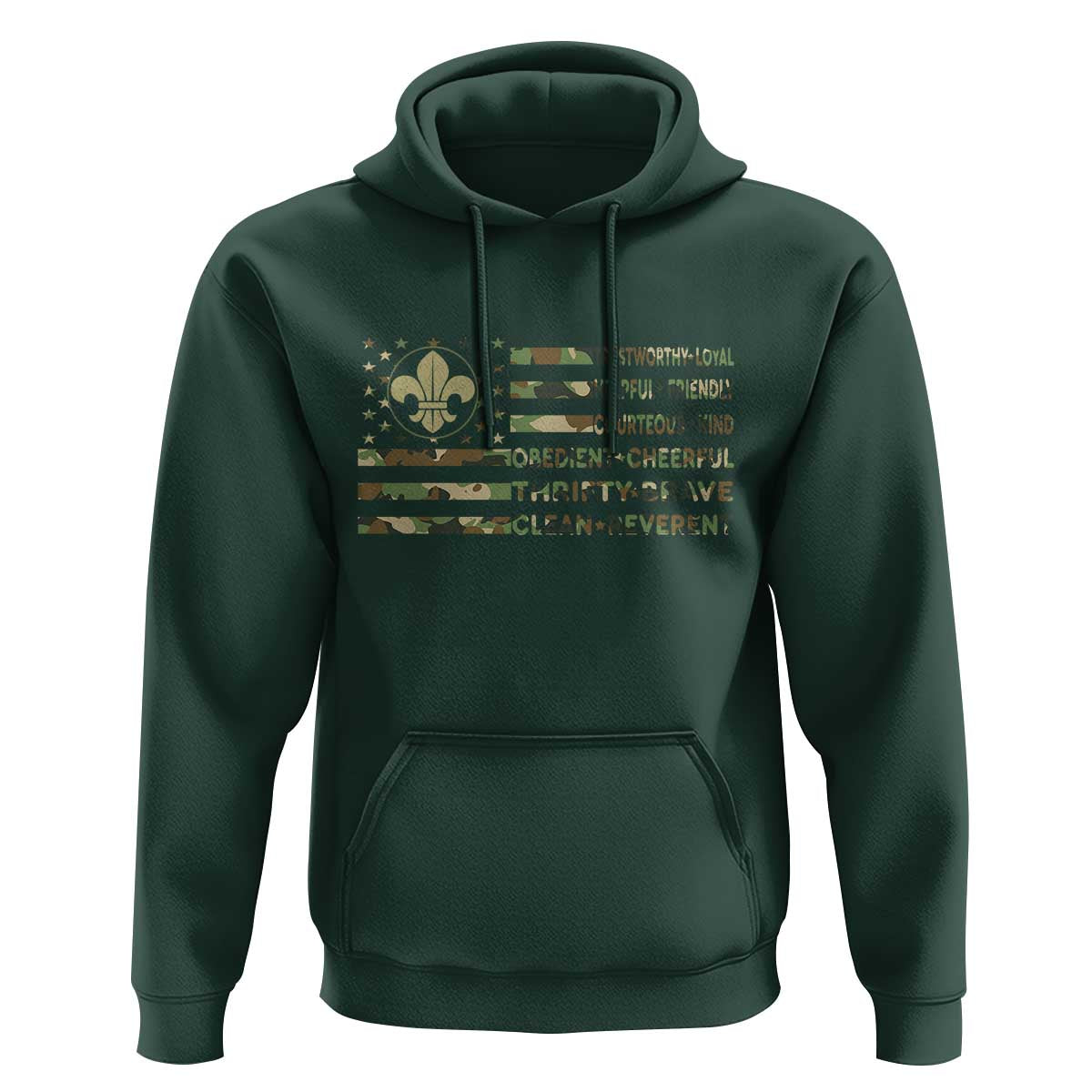 Scout Law Values Hoodie American Camo Flag Retro Vintage