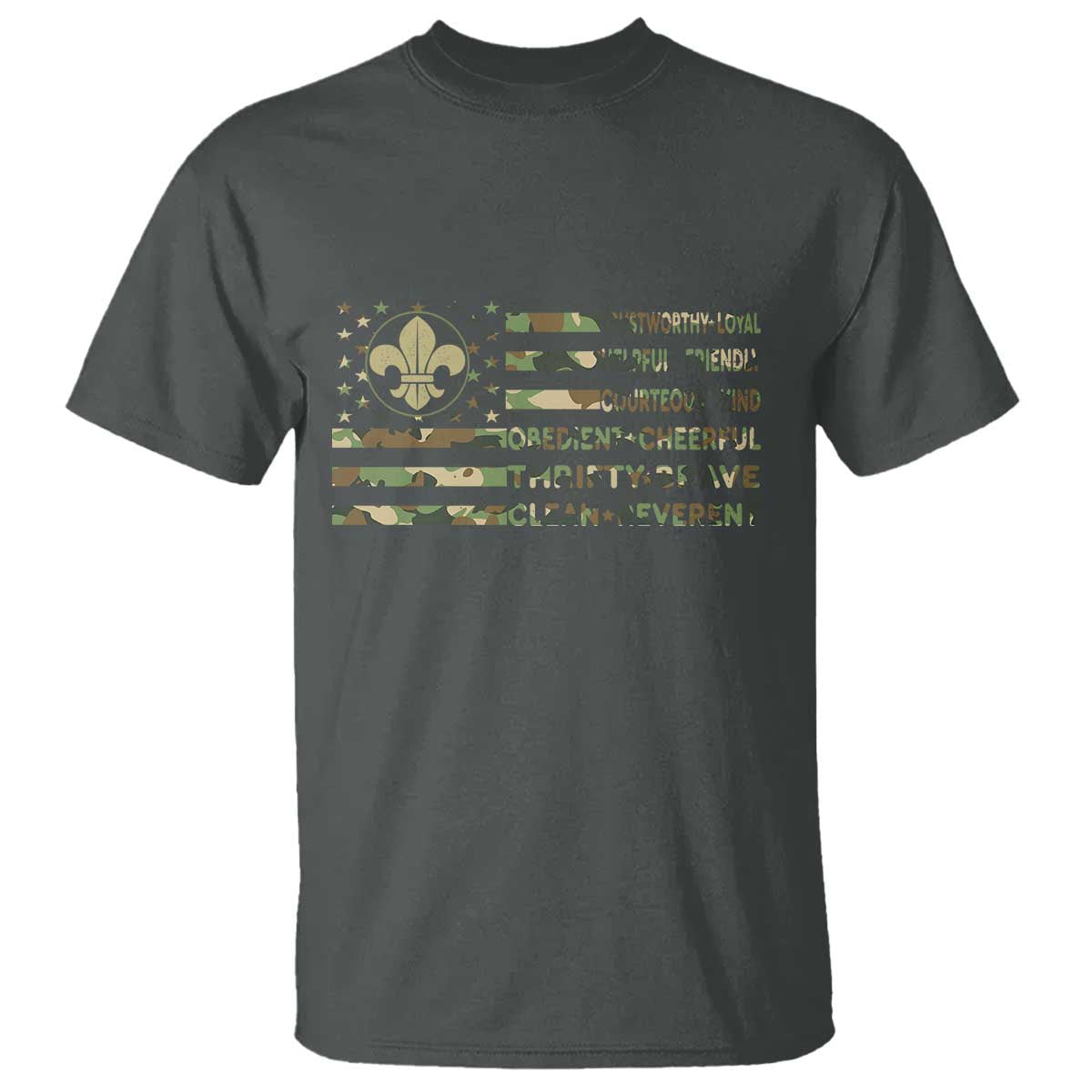 Scout Law Values T Shirt American Camo Flag Retro Vintage