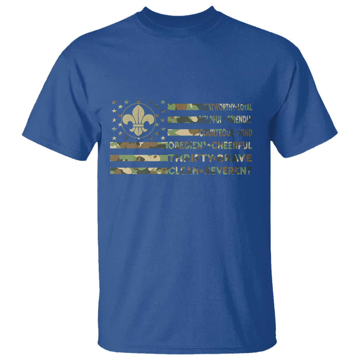 Scout Law Values T Shirt American Camo Flag Retro Vintage