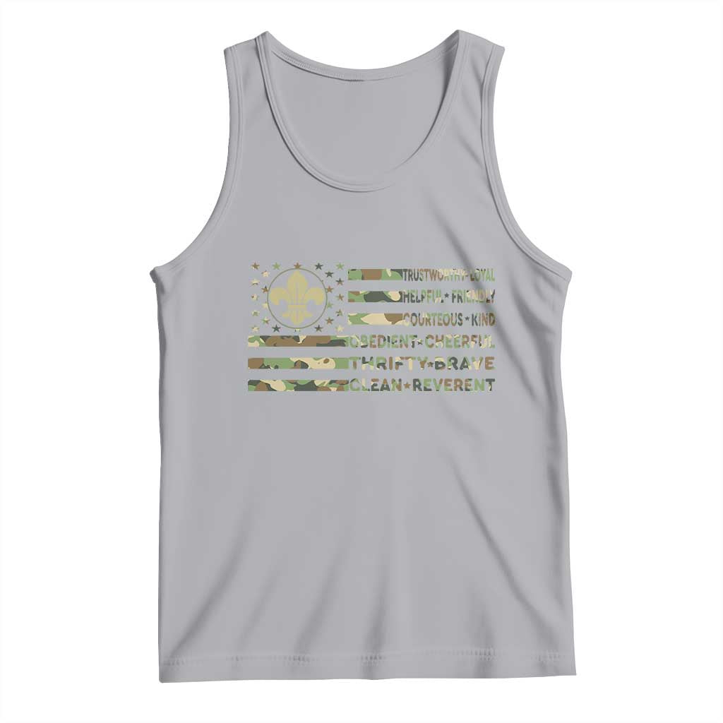 Scout Law Values Tank Top American Camo Flag Retro Vintage