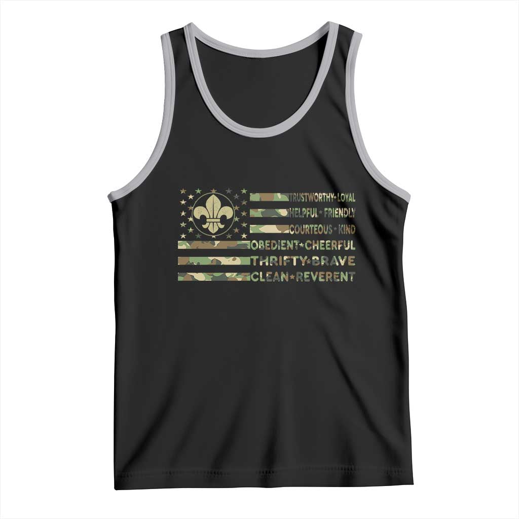 Scout Law Values Tank Top American Camo Flag Retro Vintage